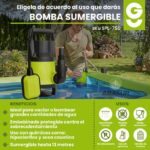 Bomba sumergible iGoto 1″ HP, plástico agua limpia/sucia, modelo SPL750