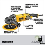 Pulidora angular DEWALT 7 y 9″ 1250 watts, modelo DWP849X-B3